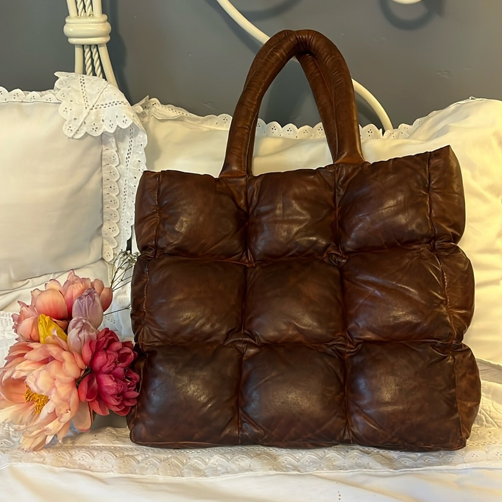Elegant Brown Leather Tote Bag
